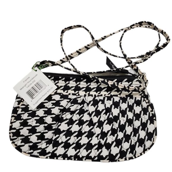 Vera Bradley Black & White Houndstooth Mini Bag Adjustable Strap Crossbody - Picture 3 of 6